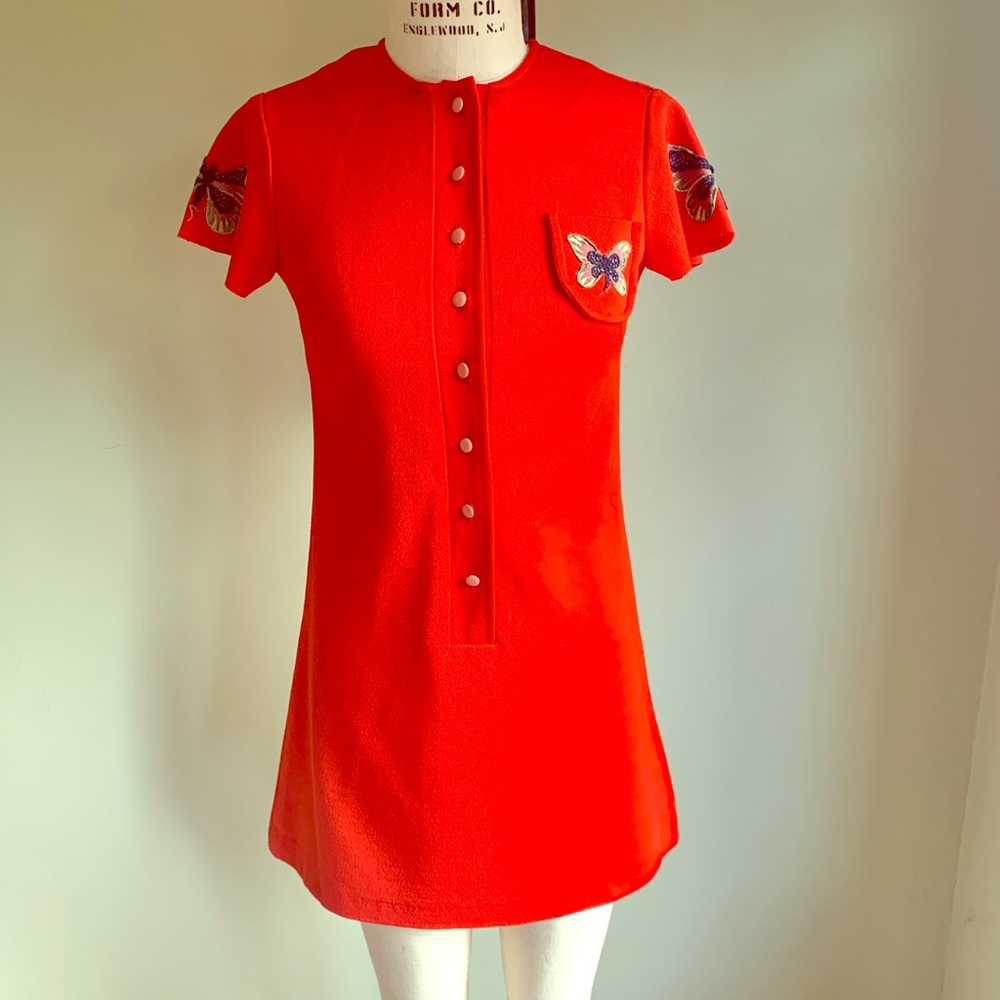 Vintage polyester butterfly dress sz. Small